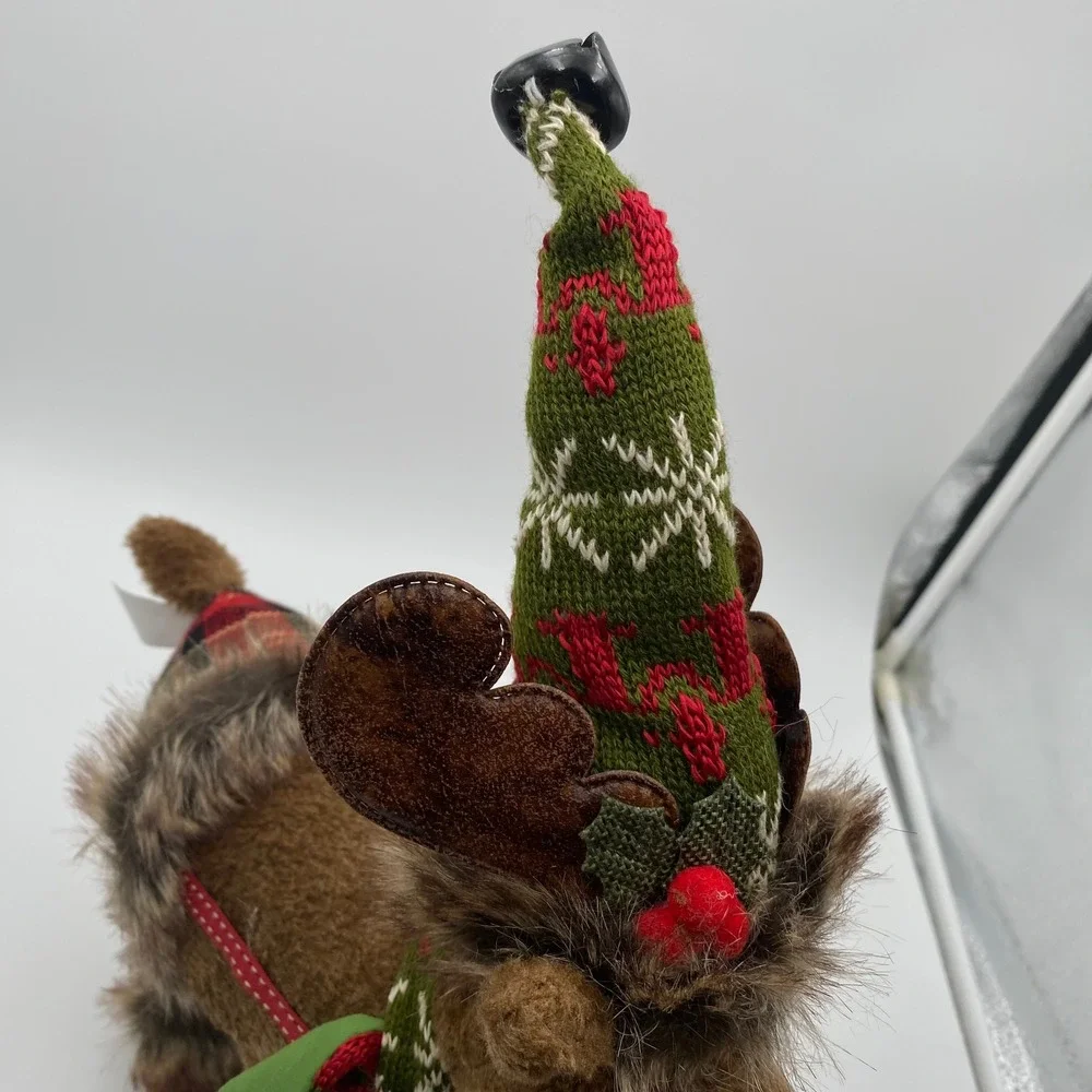 Christmas Plush Standing‎ Reindeer Moose with Hat & Scarf Holiday Decoration